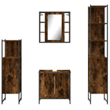 4 Piece Bathroom Cabinet Set Smoked Oak Engineered Wood 3214772