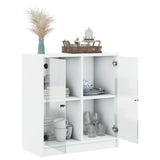 Side Cabinet with Glass Doors White 68x37x75.5 cm 836420