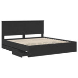 Bed Frame with Drawer Black 200 x 200 cm Engineer Wood 3409427