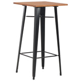 Bar Table Black 60x60x108 cm Solid Pine Wood Steel 280082