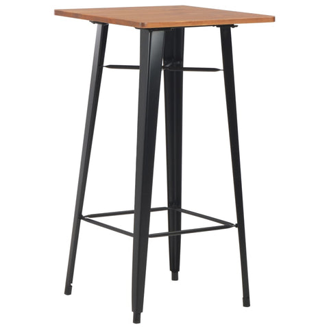 Bar Table Black 60x60x108 cm Solid Pine Wood Steel 280082