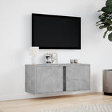TV Wall Cabinet with LED Lights Concrete Grey 80x31x35 cm 852260