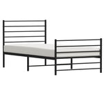ZNTS Metal Bed Frame without Mattress with Footboard Black 100x200cm 352332