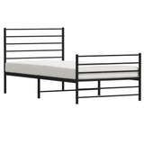 ZNTS Metal Bed Frame without Mattress with Footboard Black 100x200cm 352332