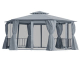 3 x 3 Hexagon Gazebo Patio Canopy Party Tent Outdoor Garden Shelter w/ 2 Tier Roof & Side Panel T3398P315971