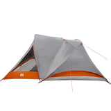 Camping Tent Cabin 4-Person Grey and Orange Waterproof 94715