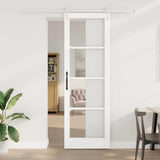 Sliding Door White 78 x 232 cm Solid Pine Wood and Glass 3332416