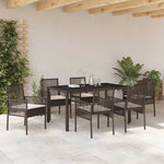 Garden Dining Set 7 pcs Brown Poly rattan 3334866