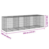 Gabion Basket with Cover 350x100x100 cm Galvanised Iron 3295195