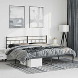 Metal Bed Frame without Mattress with Headboard Black 193x203cm 355665