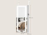 LED Mirror Jewellery Cabinet, Wall Mounted Full Length Mirror with Storage, Lockable Jewellery T3398P551781
