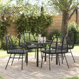 Garden Dining Set 5 pcs Black Poly Rattan 3380856