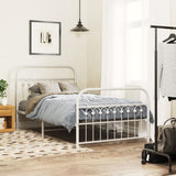 Metal Bed Frame without Mattress with Footboard White 100x200cm 376662