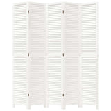 Room Divider 5 Panels White Solid Wood Paulownia 358840