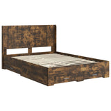 Bed Frame with Storage and Headboard Smoked Oak Engineered Wood 3414105