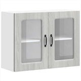 Kitchen Wall Cabinet with Glass Door Kalmar Grey Sonoma Engineered Wood 853613