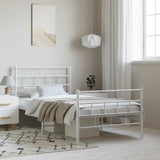 Metal Bed Frame without Mattress with Footboard White 100x190cm 355720