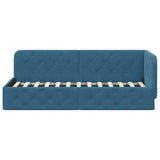 Corner Bed Frame with Headboard Blue 80 x 200 cm Velvet 42016512
