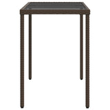 Garden Table with Glass Top Brown 115x54x74 cm Poly Rattan 365074