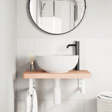 Basin Shelf Wall Mounted Steel and Solid Wood Beech 3302360