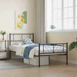 Metal Bed Frame without Mattress with Footboard Black 107x203cm 372193