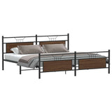 Metal Bed Frame without Mattress Brown Oak 193x201 cm 3325105