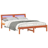Bed Frame with Headboard Wax Brown 150 x 200 cm Solid Pine Wood 872775