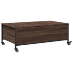 ZNTS Coffee Table with Wheels Brown Oak 91x55x34 cm Engineered Wood 842300