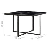 Patio Furniture Black Steel, PE Rattan, Glass, Polyester 42597