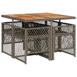 5 Piece Garden Dining Set with Cushions Grey Poly Rattan 3210722