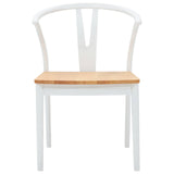 Dining Chair 2 pcs White and Natural Solid Rubber Wood 42020416