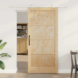 Sliding Door Brown 93 x 202 cm Solid Pine Wood 3333402