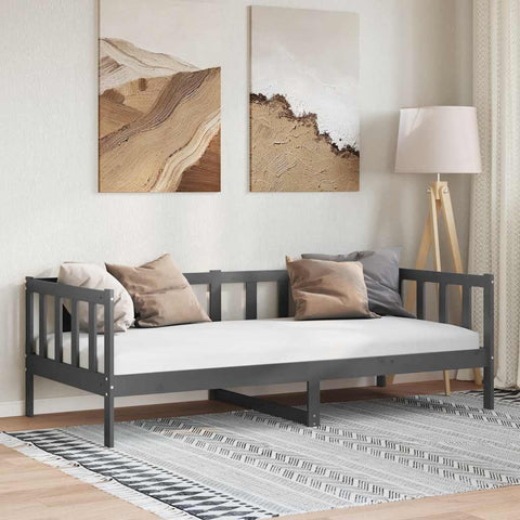 Day Bed without Mattress Grey Solid Wood Pine 90x200cm 806942