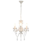 Chandelier with Beads White Round 3 x E14 281596