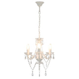 Chandelier with Beads White Round 3 x E14 281596