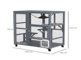 Cat House, Wooden Indoor Catio Cat Enclosure on Wheels, Wooden Kitty Cage with Platforms, Hammock, T3398P552570