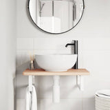 Basin Shelf Wall Mounted Steel and Solid Wood Beech 3302356