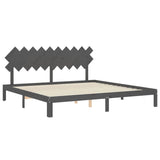 Bed Frame without Mattress Grey 200x200 cm Solid Wood Pine 3193748