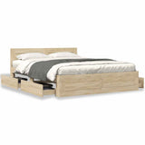 Bed Frame with Drawer 2 pcs Sonoma 153 x 203 cm Engineered Wood 3402855