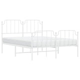 Metal Bed Frame without Mattress with Footboard White 150x200cm 373956