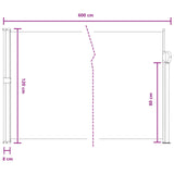Retractable Side Awning Grey 600 x 120 cm Polyester 42035506