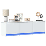 TV Cabinet with LED White 140 x 34 x 40 cm Engineered Wood 8006553