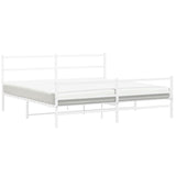 Metal Bed Frame without Mattress with Footboard White 200x200cm 355439
