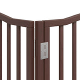 Dog Gate with Door Foldable 8 Panels Brown 640 cm Poplar Wood 3155638