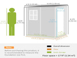 4'x5' Garden Storage Shed, Lean to Shed, Lockable Garden Shed with Window, Vent and Plastic Roof, T3398P313539