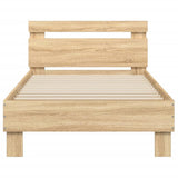 Bed Frame without Mattress with LED Lights Sonoma Oak 75x190 cm Small Single 838752