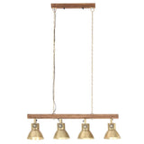 Industrial Ceiling Lamp Brass E27 Mango Wood 320522