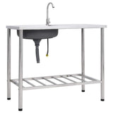 Camping Sink Single Basin with Tap Stainless Steel 151214