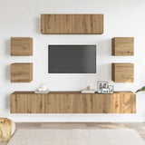7 Piece TV Cabinet Set Wall-mounted Artisan Oak Engineered Wood 3329016