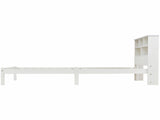 Bed with Shelves, White Wooden Storage Bed, Underbed Drawer - 3FT Single Frame Only WF290549AAW
